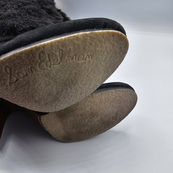 Sam Edelman Shalin Black Suede Fur Boots Size 7.5 - Picture 14 of 14